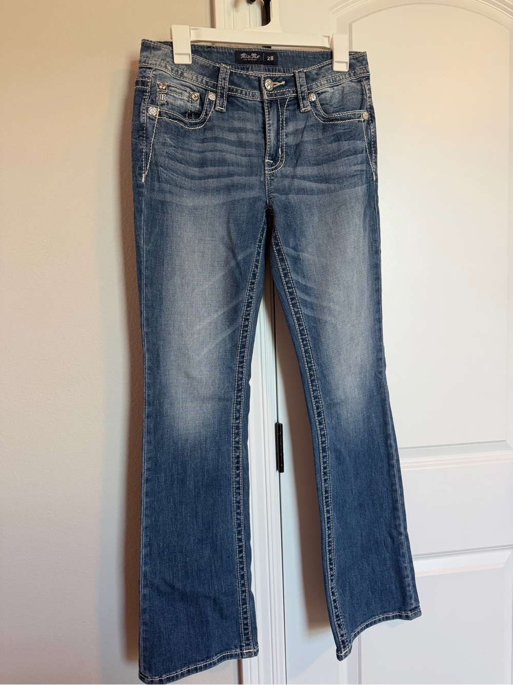 Miss Me Mid-Rise Bootcut Jeans Aztec Embroidered Pockets Size 28